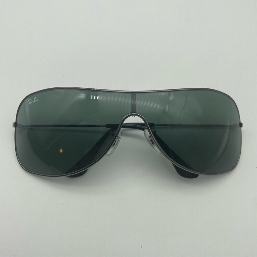 SOLD RAY-BAN RB3211 Sunglasses Shield Silver Gunmetal/Green Gray - Picture 8 of 11